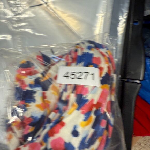 Style & Co. Blouse Women XL White Colorblock Short Sleeve Round Neck Rayon - Picture 7 of 7